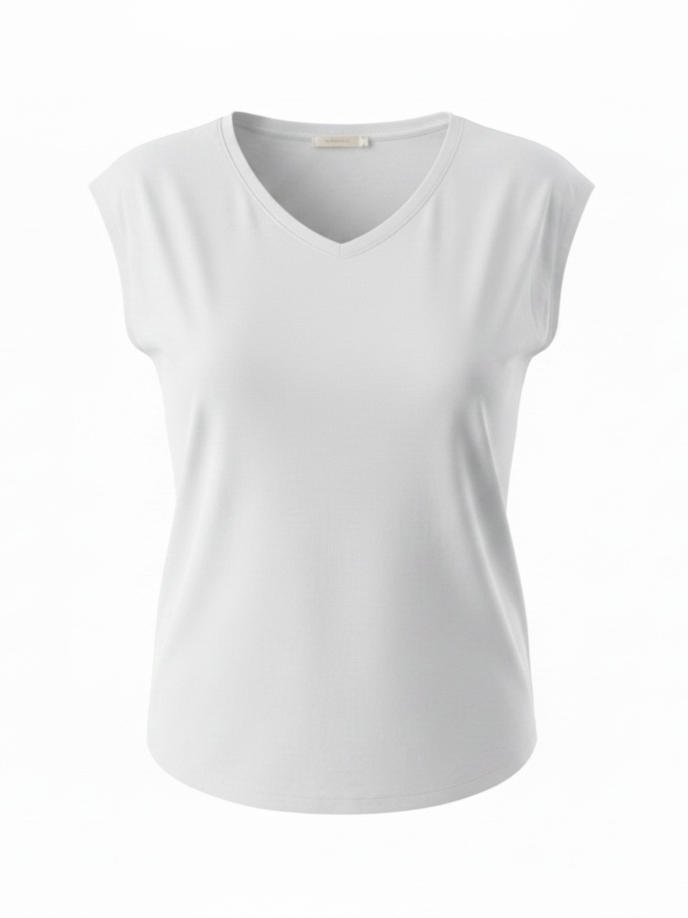 Pair of White House Black Market White & Green V-Neck Cap-Sleeve Tees